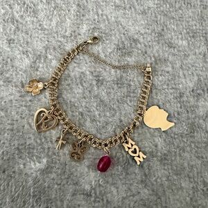 James Avery Gold Charm Bracelet with Red Bead